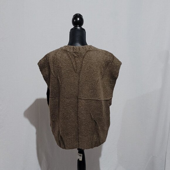 Madewell sweater sleeveless vest fuzzy brown acrylic plus size XL preppy neutral - Picture 3 of 13